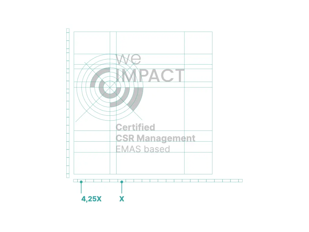 ars navigandi entwickelt die Corporate Identity für we IMPACT: Ein Umweltsiegeln für nachhaltiges Management.