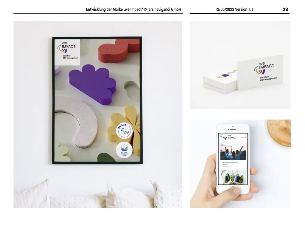 ars navigandi entwickelt die Corporate Identity für we IMPACT: Ein Umweltsiegeln für nachhaltiges Management.